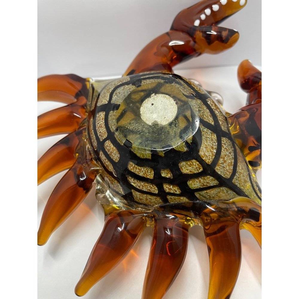 Murano Glass Golden Flecks Crab Figurine Art Amber Brown Crustasean - Picture 5 of 6